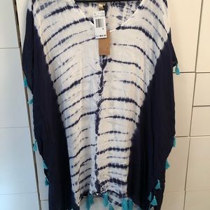 NWT Surf Gypsy Blue TieDye Coverup with tassels